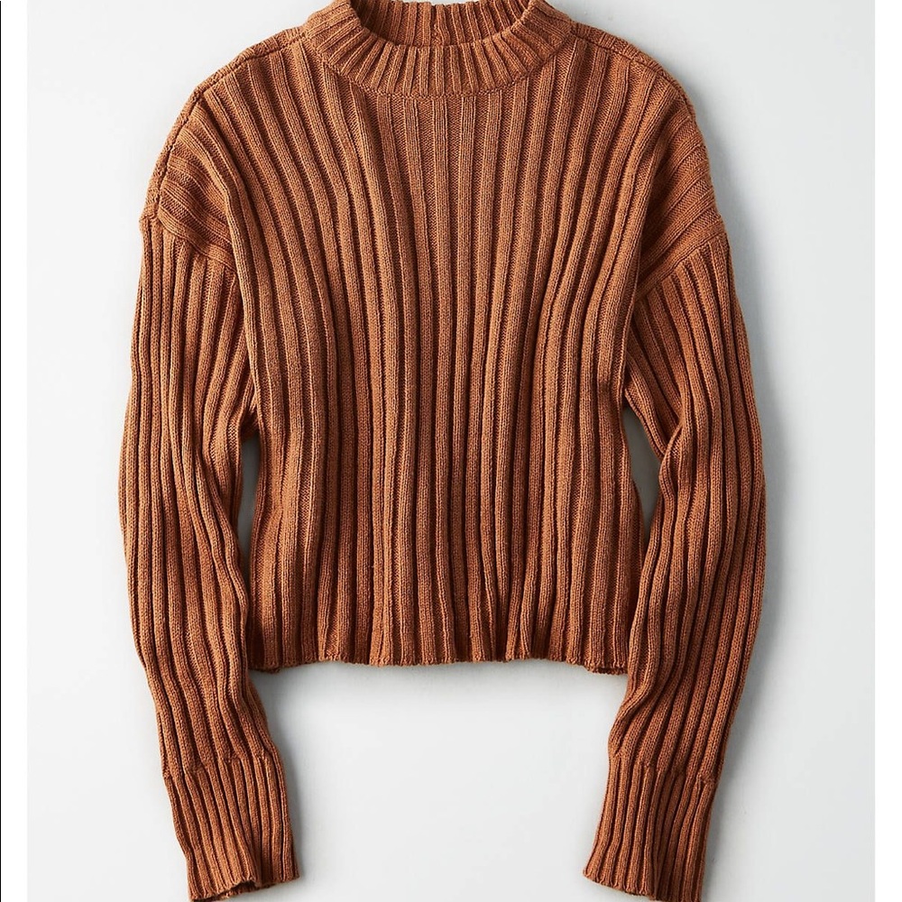 American Eagle Cropped Mock Neck Sweater